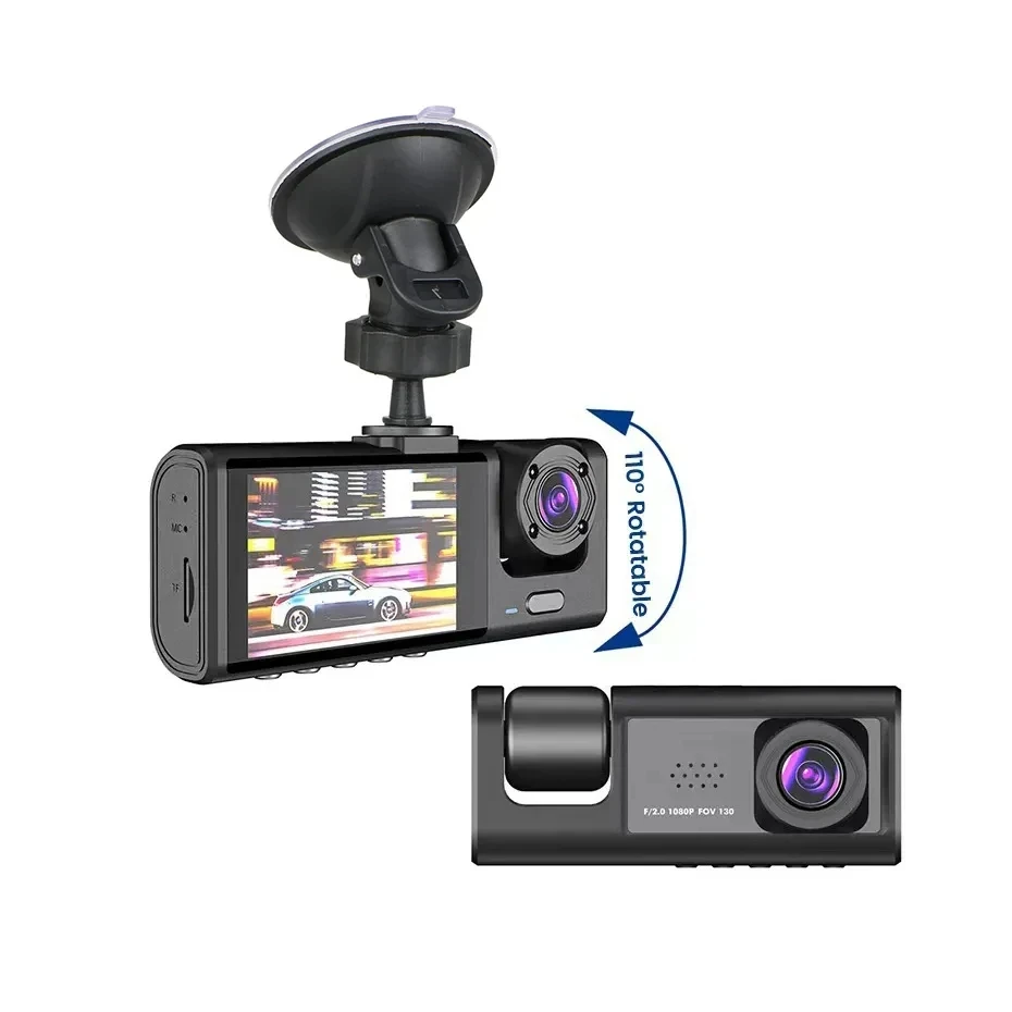 3 Channel Dash Cam,Full HD 1080P Triple Lens Car DVR,Front Inside Rear Dashboard Video Recorder,Car Black Box Camcorder