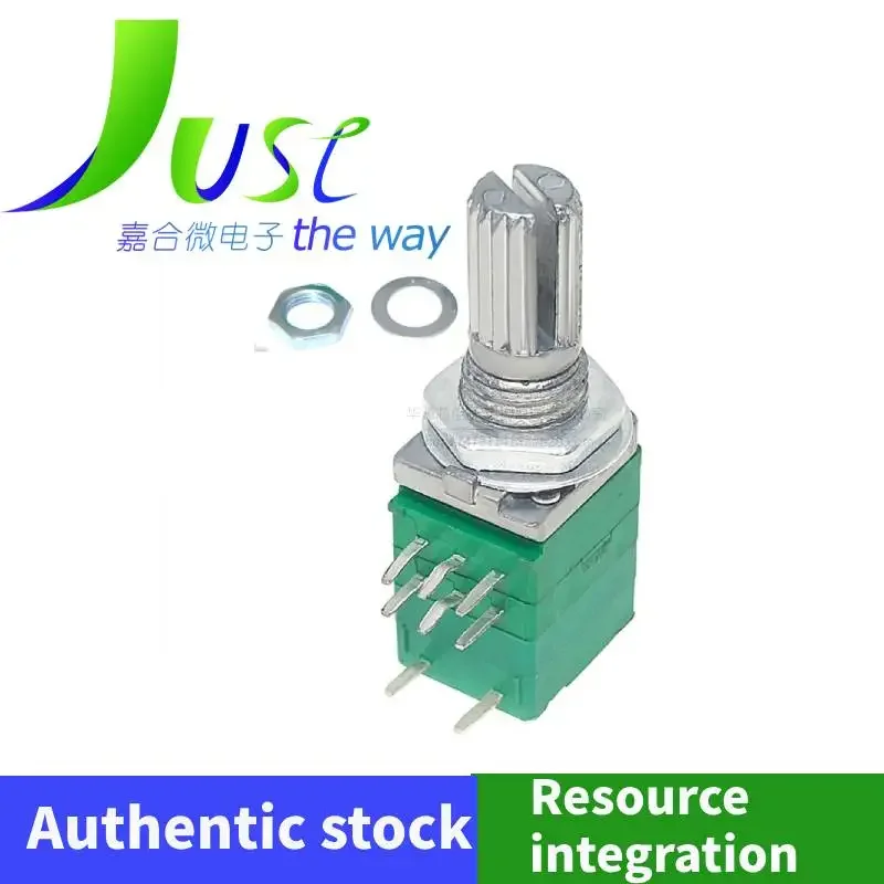 10pcs/lot RK097NS dual 8-pin adjustable potentiometer B5K/10K/20K/50K/100K, handle length 15MM control knob