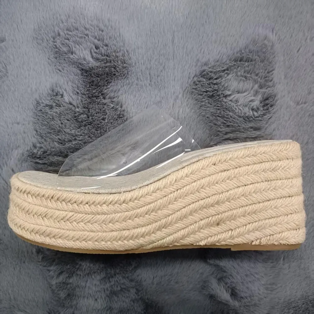 

Sandals Women's Transparent Slope Heel Large Size Sandals Women Thick Soled Cool Slippers Women Summer Outside Woman's Slippers