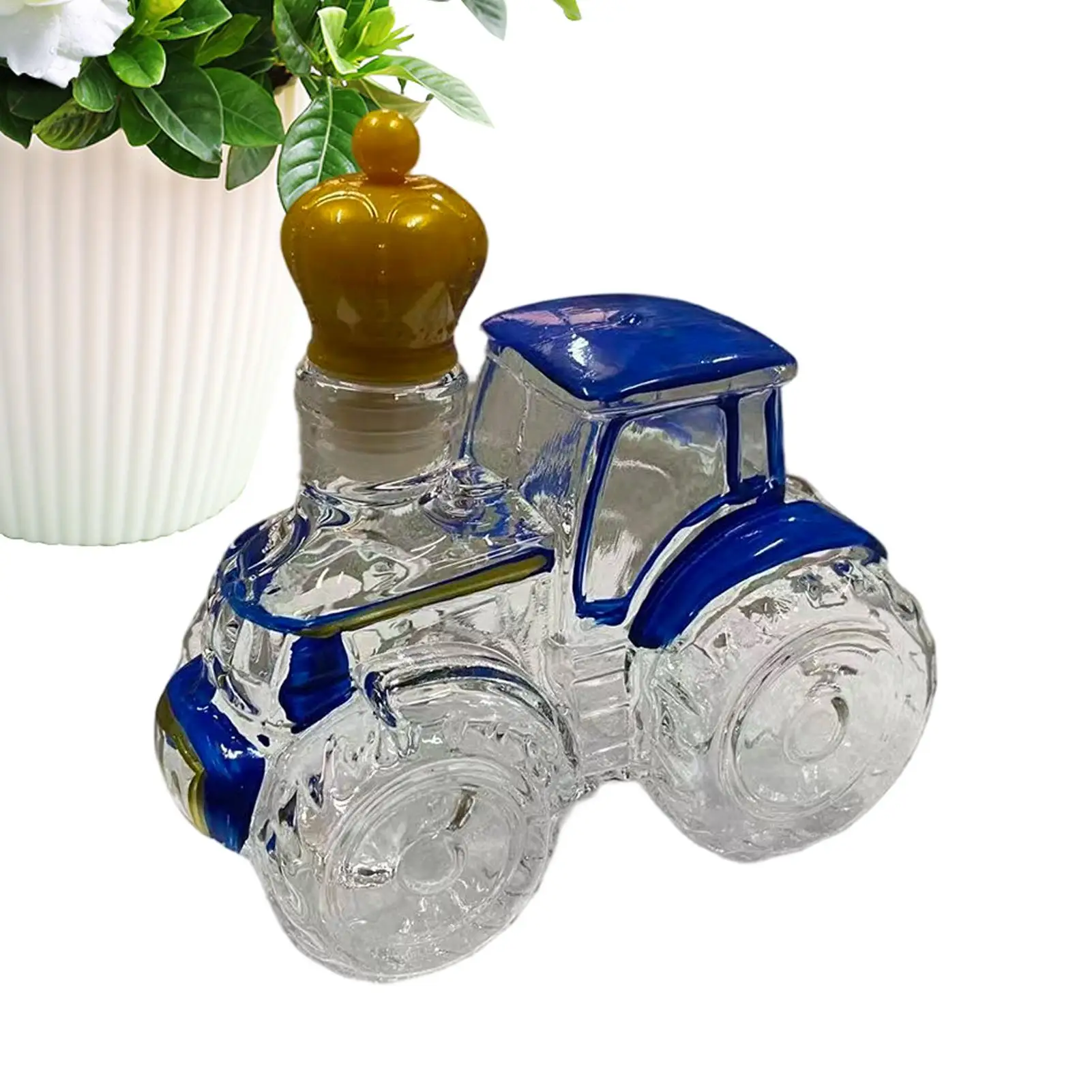 Tractor Shape Glass Decanter, Empty Whiskey Bottle for Wine Vodka, Unique Gift for Men Dad Farmers, Birthday Christmas Party