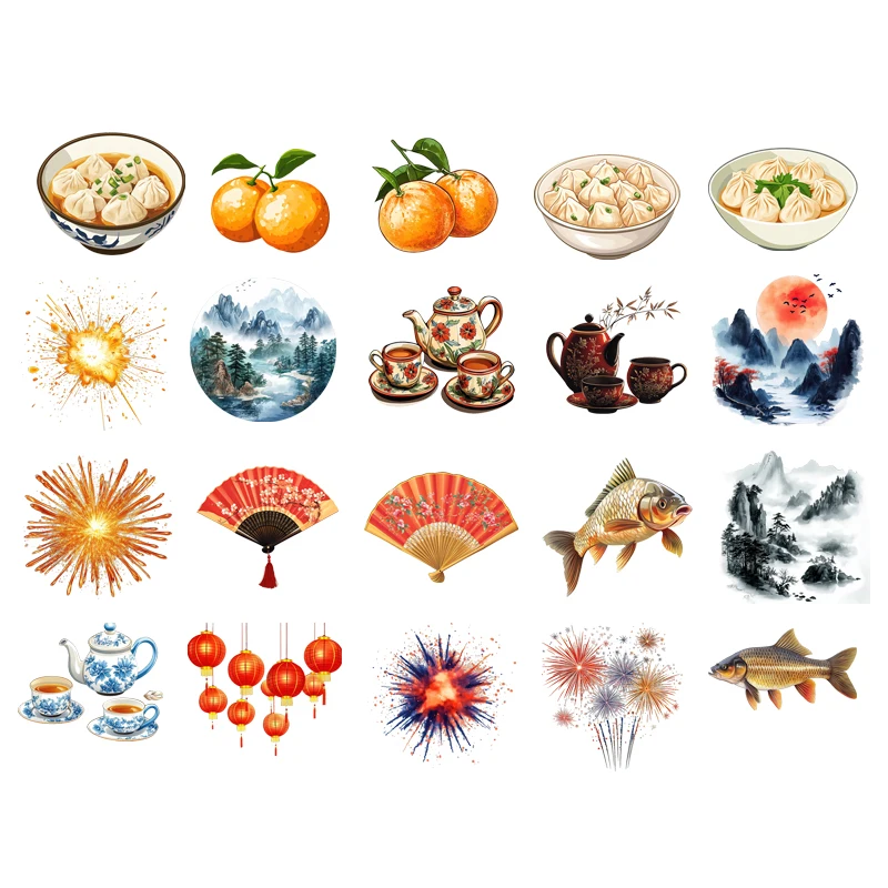 

Chinese Style fish Heat Transfer For clothes DIY Washable T-shirt Iron-on Thermal Sticker Landscape Painting Patches Applique