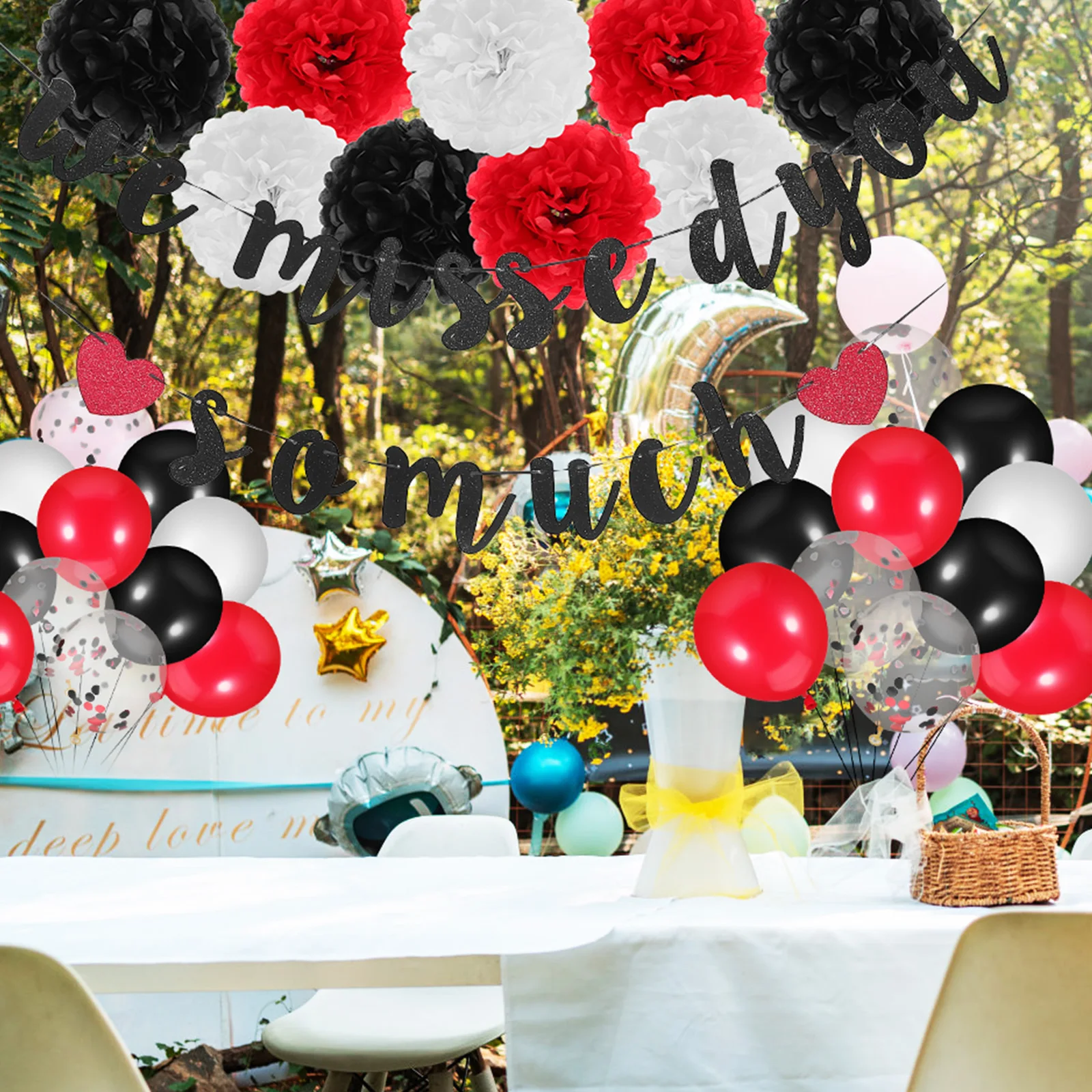 

Welcome Home Party Decorations Elegant Set 12 Round Balloons Banner Paper Safe Reusable Birthday Anniversaries
