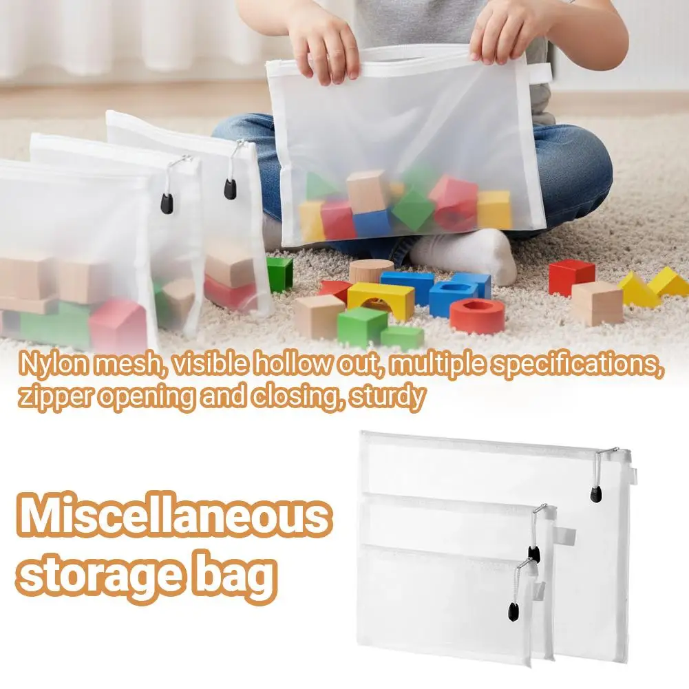 Netz-Reißverschluss-Aktentasche, Spielzeug-Aufbewahrungstasche, Baustein-Puzzle-Unterpackungstasche, Kinder-Reißverschluss-Transparente Aufbewahrungsbox