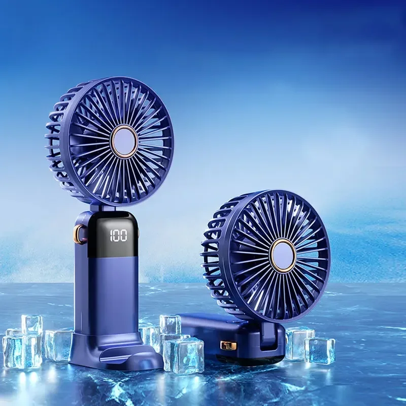 

5 Speeds Personal Portable Battery Operated Fan with Base Digital Display 180° Ajustable Makeup Fan