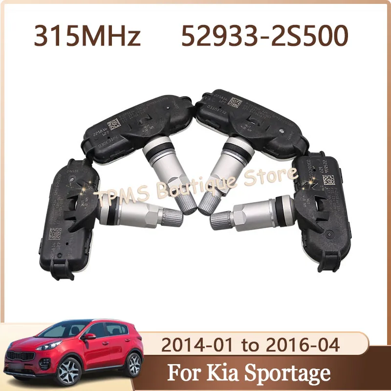 

4pcs 315MHz 52933-2S500 529332S500 TPMS Tire Pressure Monitor System For Kia Sportage 2014-2016