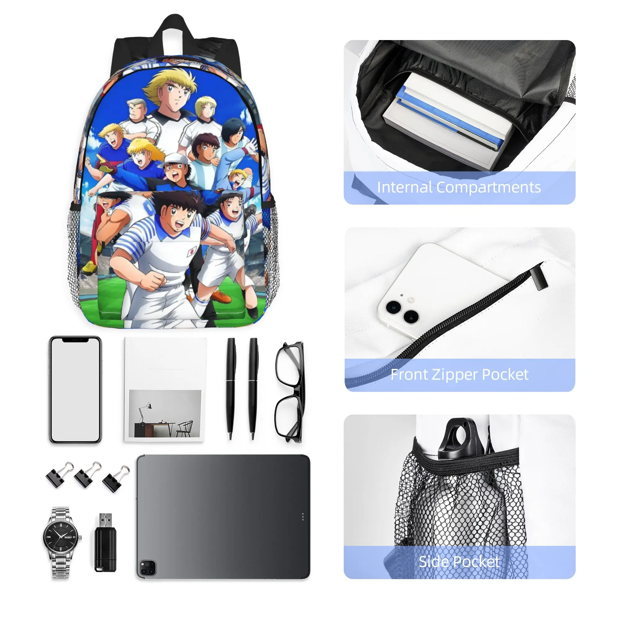 Captains Tsubasas Japan Football Anime Backpack Hot Sale Daypack Boys Girls BookBag Shoulder Bags for Men Women School Bag view 3