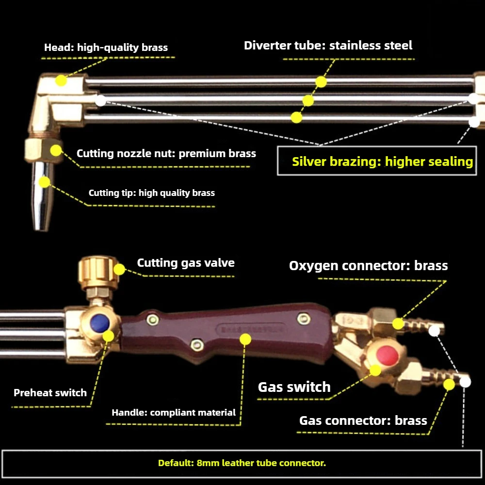 80cm Anti-Backfire Gas Cutting Torch Type 100, Explosion Proof for Oxygen Acetylene Propane LPG Cutting Gun