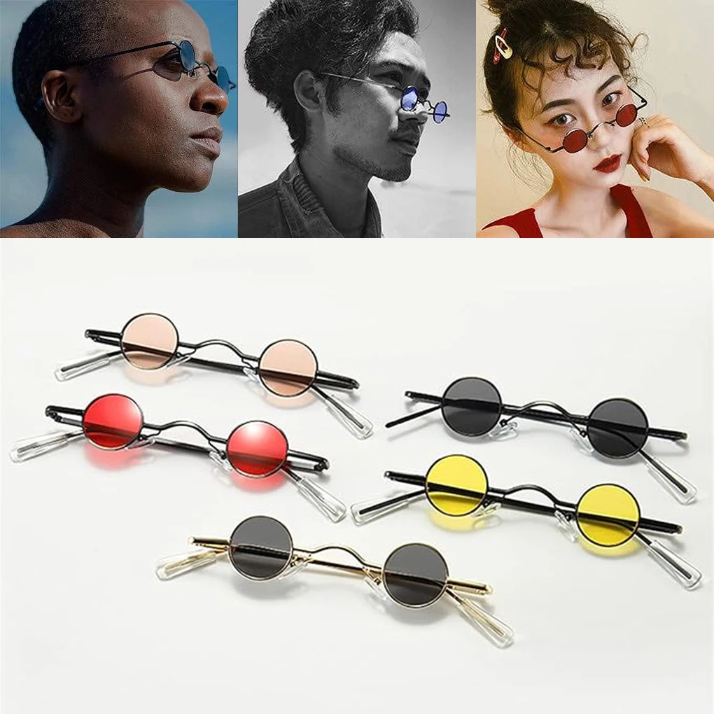 2/3/5 Round Retro Metal Frame Black Men Punk Sun Glasses Lightweight And Portable Eyewear For Edgy Style