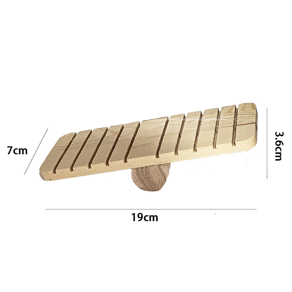 Cute Rabbit Roller Toy Natural Wooden Pine Dumbells Unicycle swing seesaw Bell Chew Toys for Guinea Pigs Rat Pet Molars Supplies