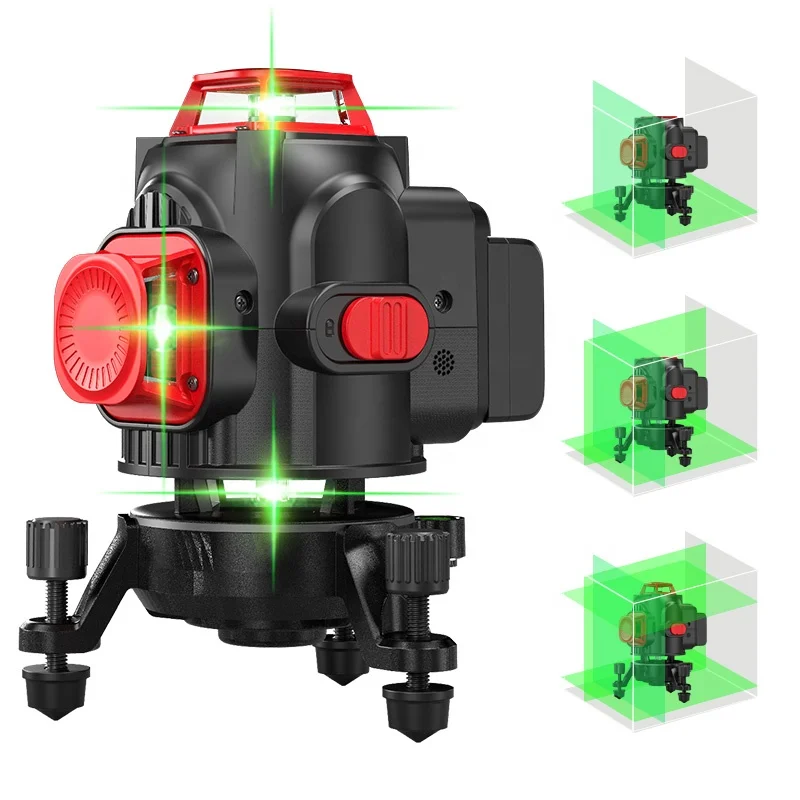 Nível a Laser Verde 4D de 16 Linhas com Nivelamento Automático 360 Graus para Construção Profissional - Ferramenta de Medição a Laser