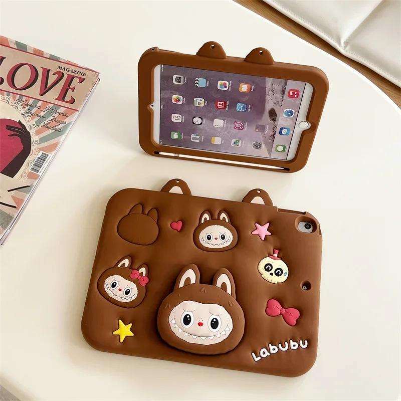

Kids Case for iPad 11th A16 10th Air 11 2025 M3 M2 Air 5 4 10.9 Pro 11 Cute Cartoon Rabbit Cover with 360 Degree Rotating Stand