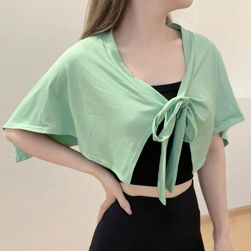 

Multifunctional Tie Up Yoga Skirt Portable Asymmetrical Design Ice Silk Tie Shawl Anti-Exposure Solid Color Running Butt Curtain