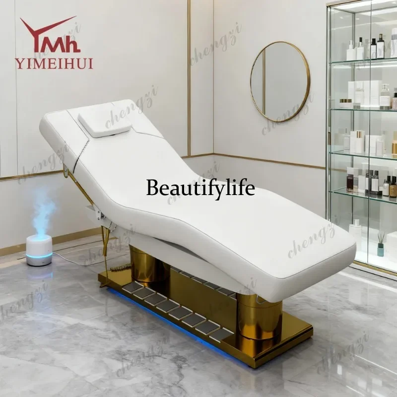 M138 TTT Luxcuy Cosmetic 4 motors Massage Treatment Tables Facial Spa Recliner Electric Curved Lash Beauty Bed