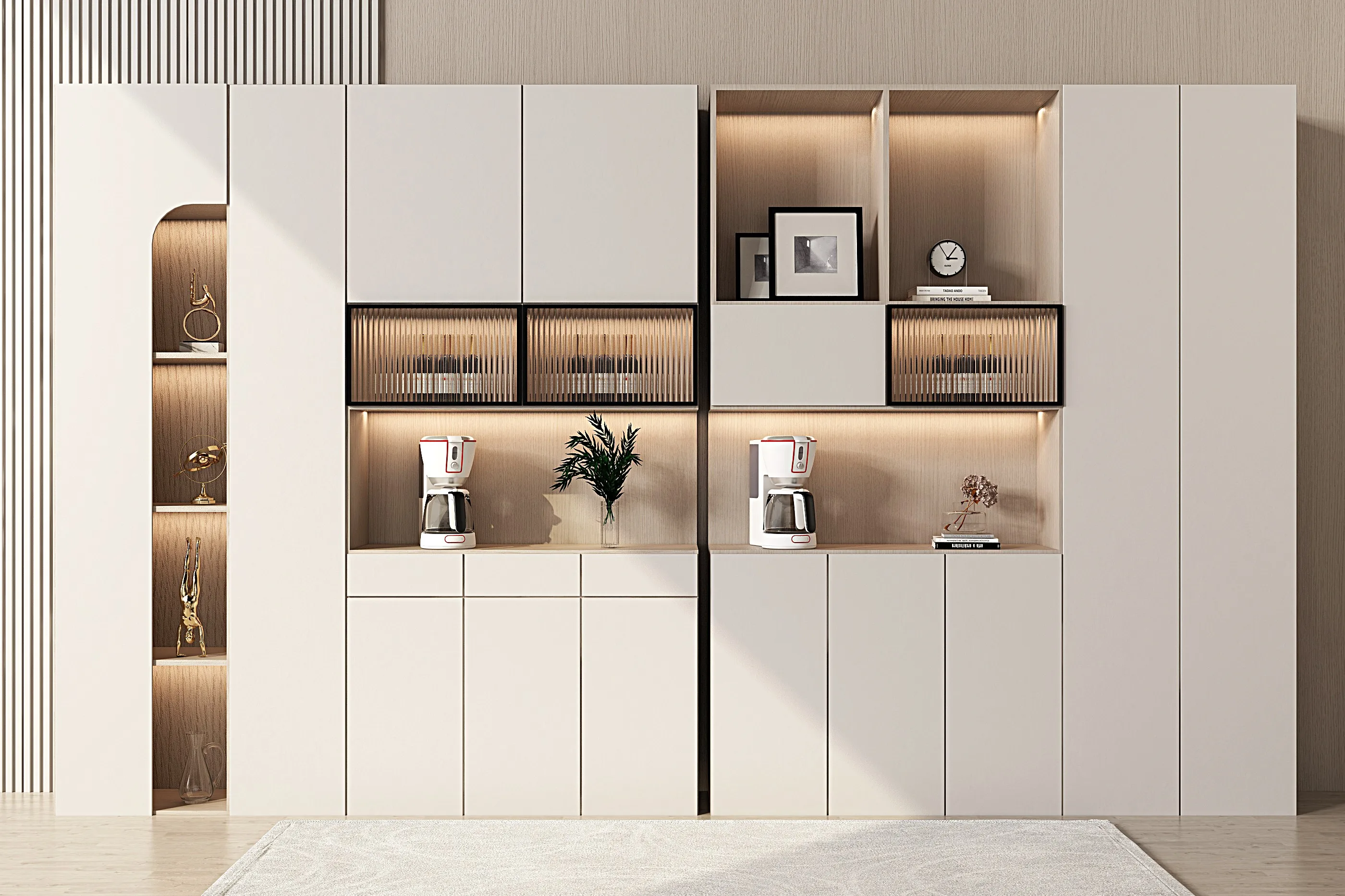 Factory Price Custom Modern Wood Wine Cabinet Cooling Convertible Foldable Design Display Rows Melamine Boards Home Furniture