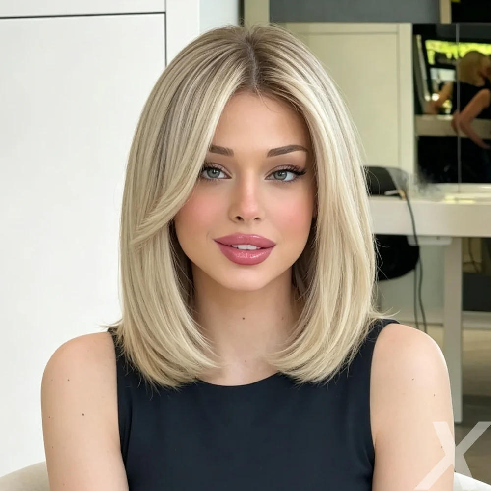 Soft Long Straight Highlight Blond Hair 150 density and 13×4 100%human hair wig lace front wig, with baby hair pre plucked