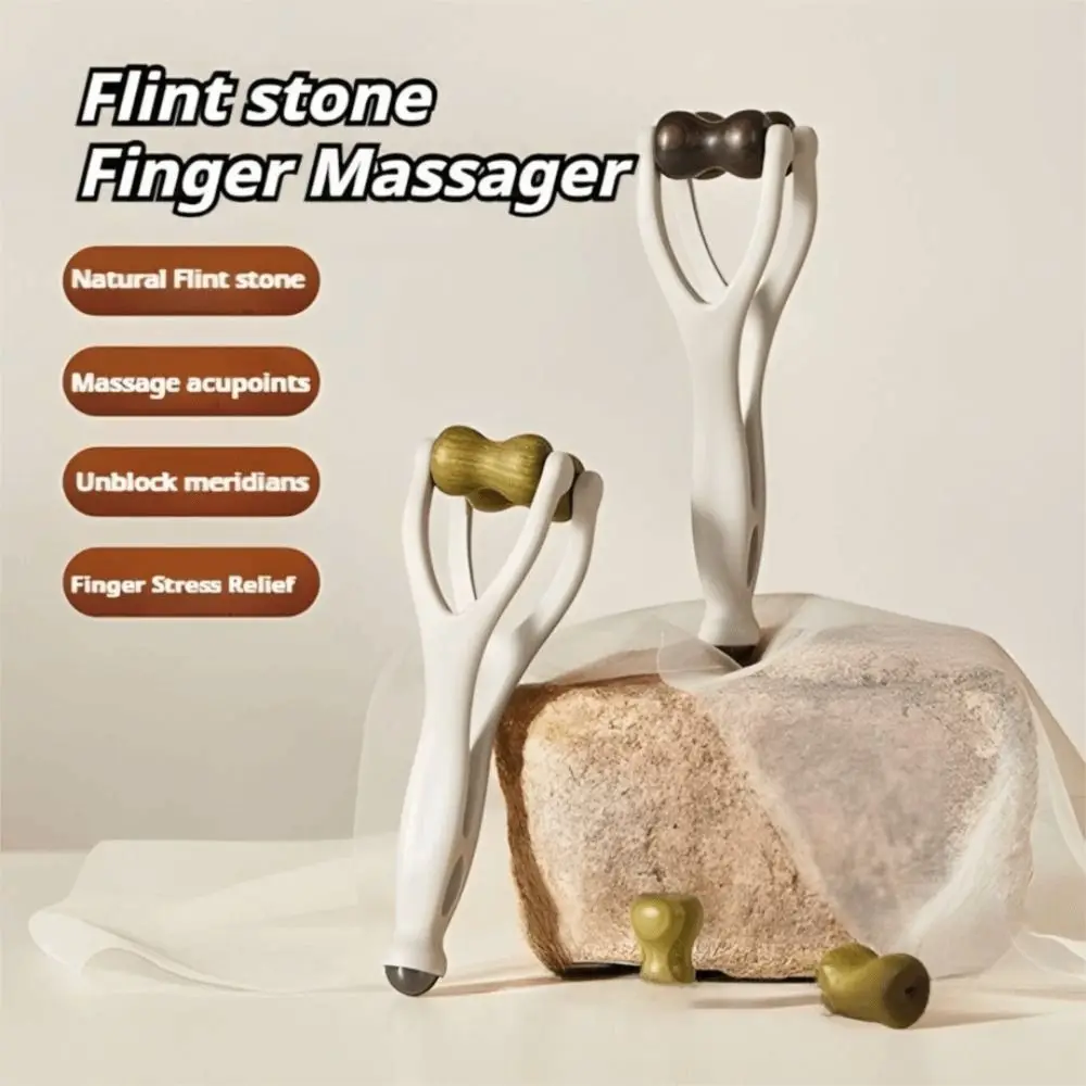 Solid Wood Finger Massage Roller with 360° Rollers Clip Design Finger Massager Acupressure Stick
