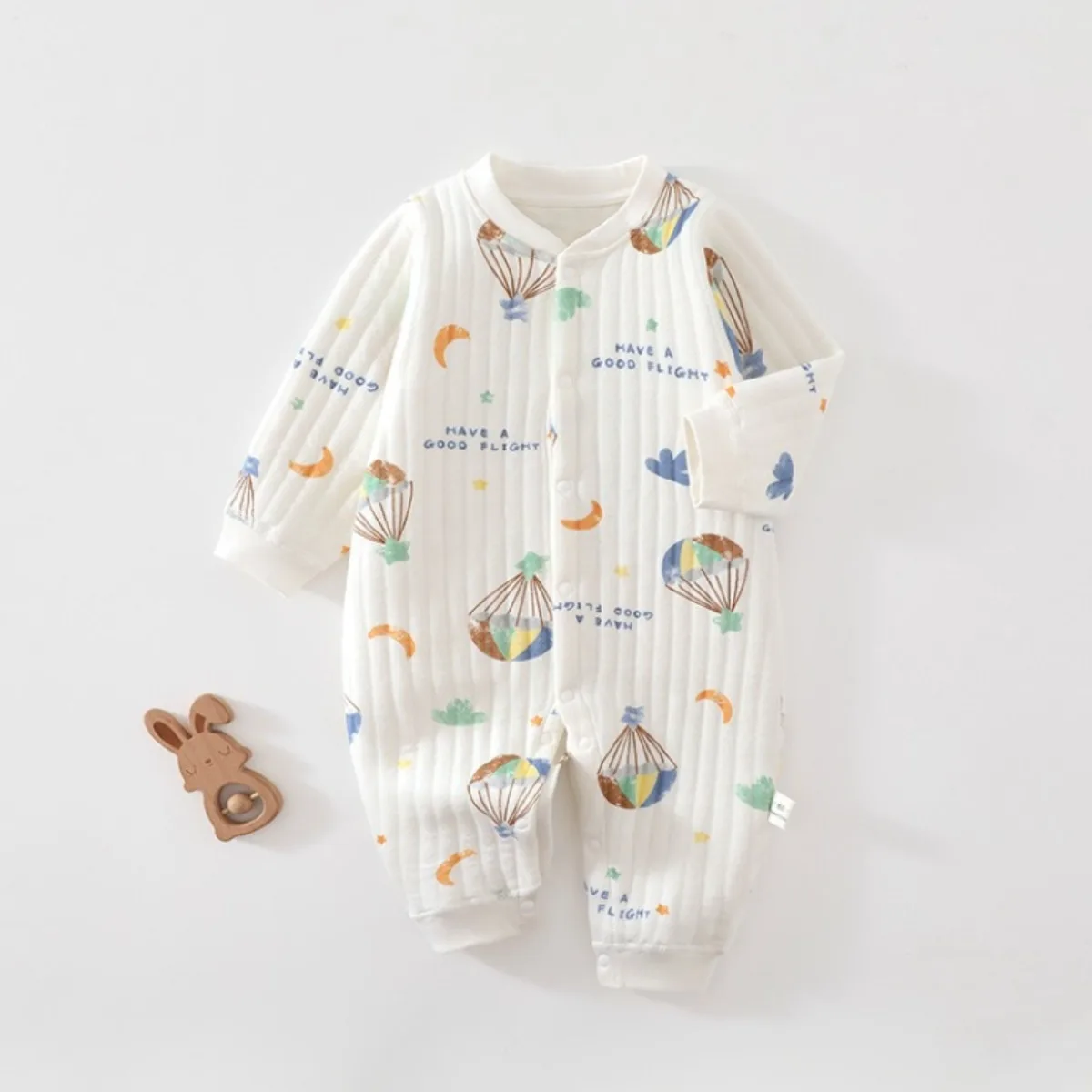 Newborn Baby Romper Long Sleeve Lightly Padded Onesie Soft Cotton Infant Jumpsuit for Boys Girls 6-18M Fall Winter Animal Print