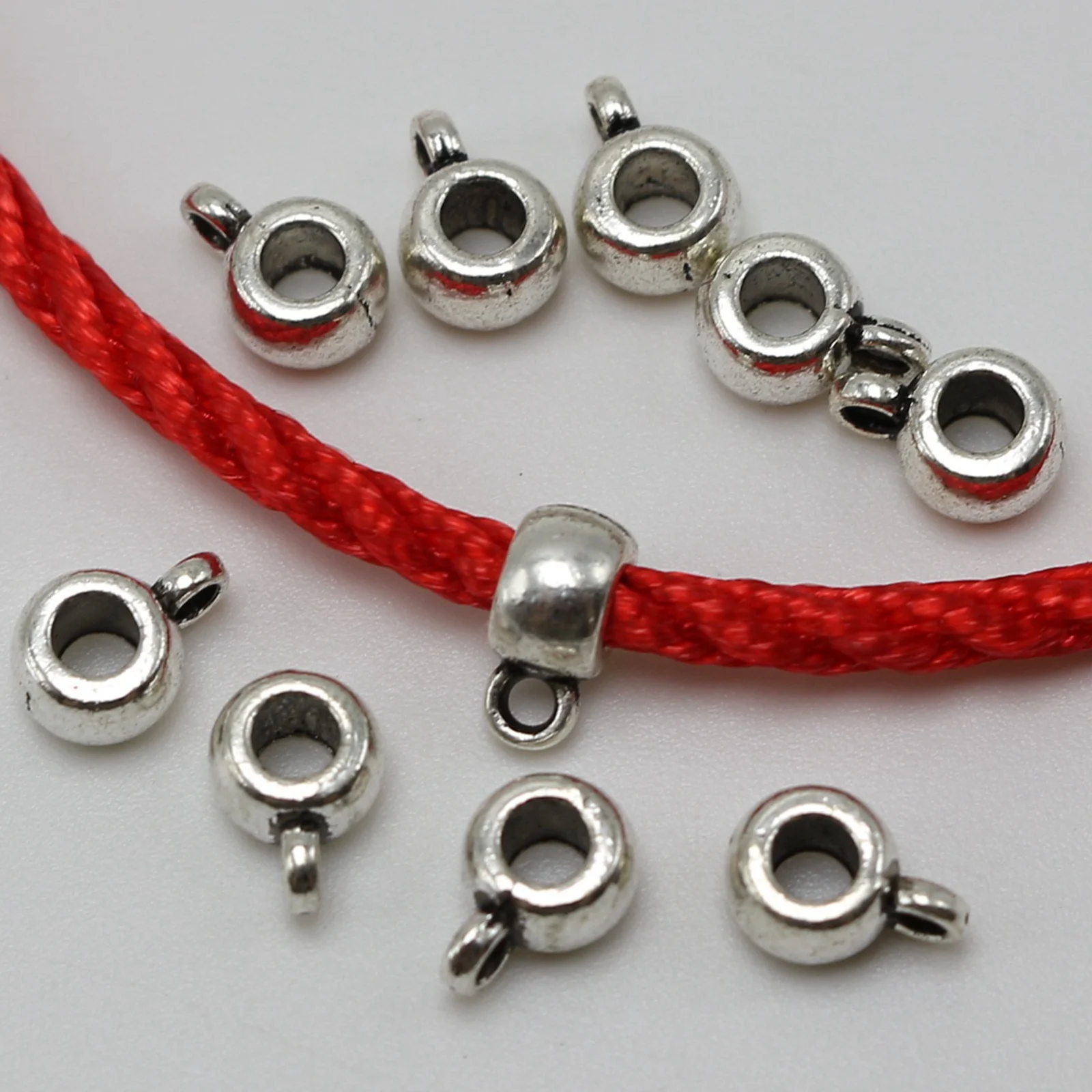 

50 Tibetan Silver Smooth Bails 9X6mm Charm Beads Craft Pendant Hanger Links