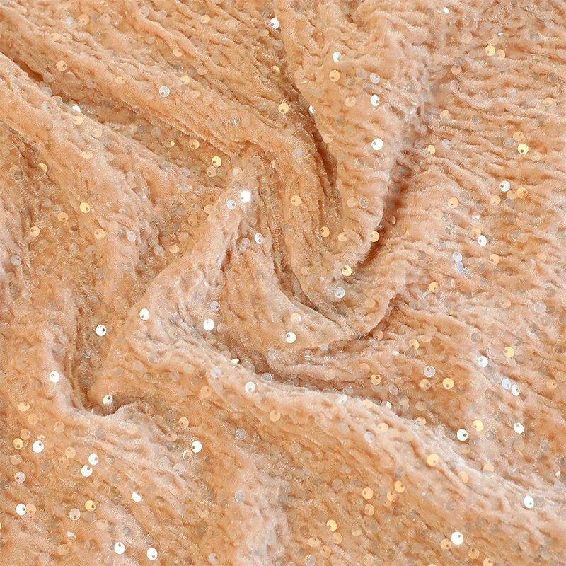 

Glitter Embroidery Fabric for Evening Dresses Sequins Velvet Cloth Christmas Craft Bag Making Material Clothing Fabric By Yard