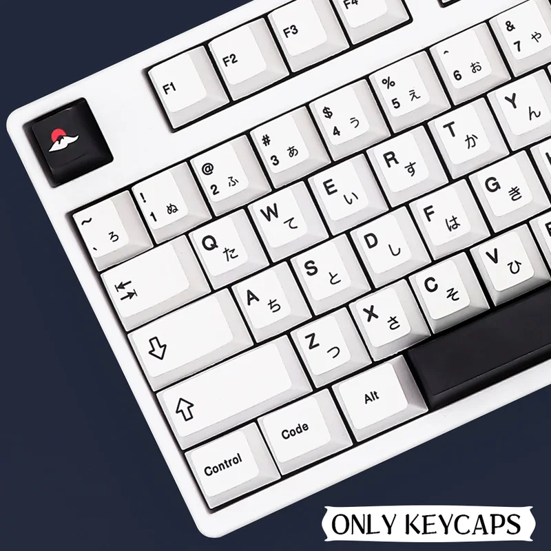 New Fengyun Black And White Keycaps140 Keys Cherry Profile Japanese Minimalist White Pbt Material Heat Sublimation Customization