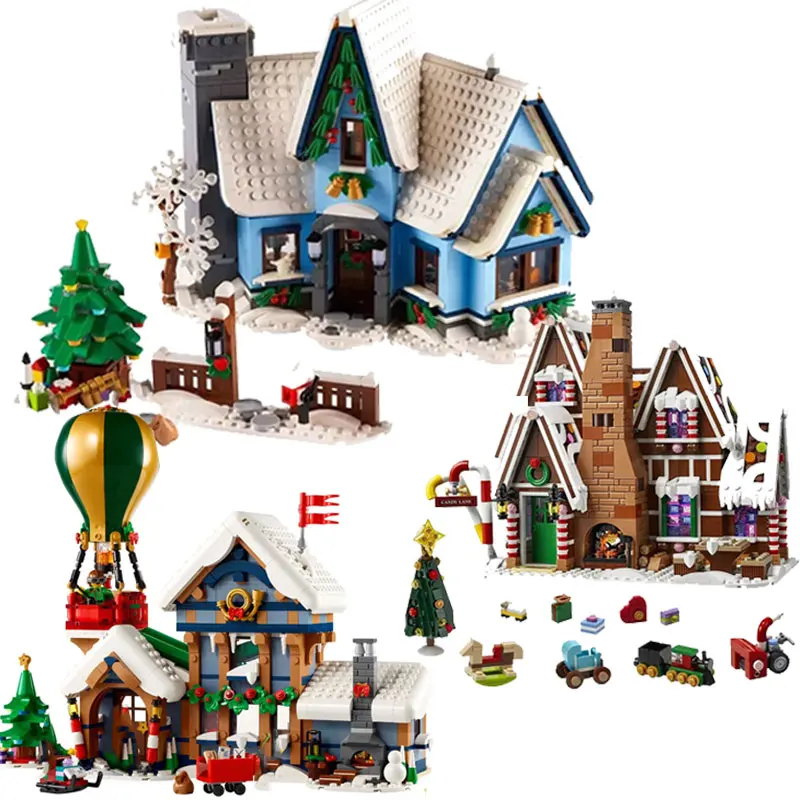 

Пост-офис Санты, зимняя деревня, посещение Санта-Клауса, пряничный домик, строительные блоки, сборные кирпичи, игрушки, подарок для детей