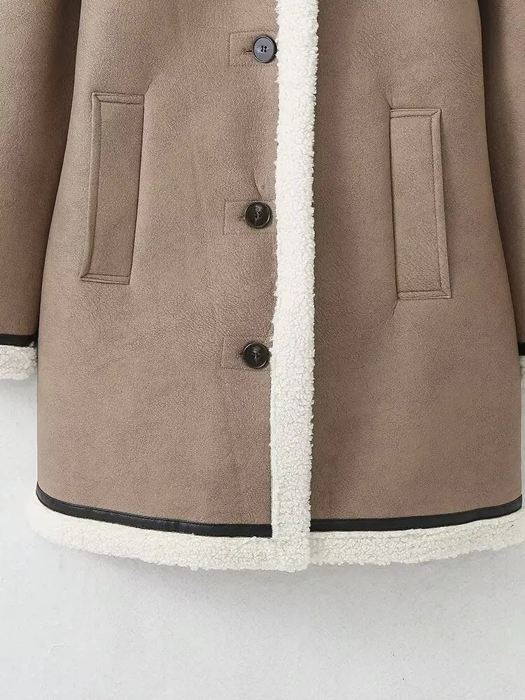 Autumn and winter new style lapel single-breasted long fur all-in-one coat jacket female temperament versatile warm top