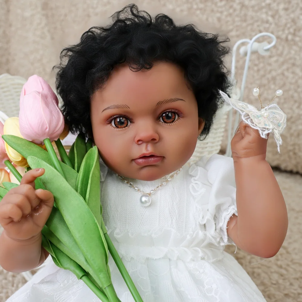 

24-дюймовая оригинальная реалистичная кукла-реборн Cloveray с виниловым телом и тканевыми элементами, милая успокаивающая кукла, высококачественная игрушка ручной работы, подарок на Рождество для детей