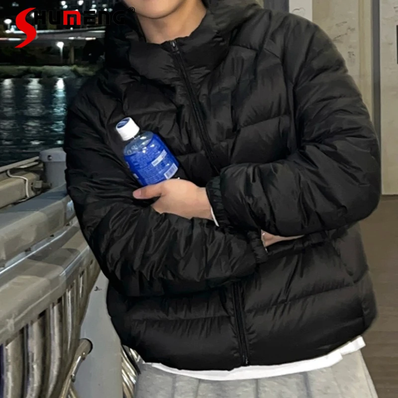 

Men's Simple Hooded Parkas 2025 Winter New Thickened Warm Loose Comfort Parkas Long Sleeve Solid Color Handsome Hoodies Coats