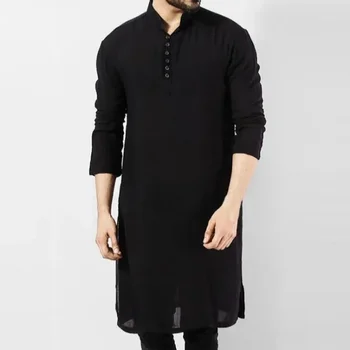 Abaya erkek gömlek uzun kollu elbise islam Chemise zarif Kaftan Robe pakistan adam hint giysileri müslüman Eid giyim S-5XL