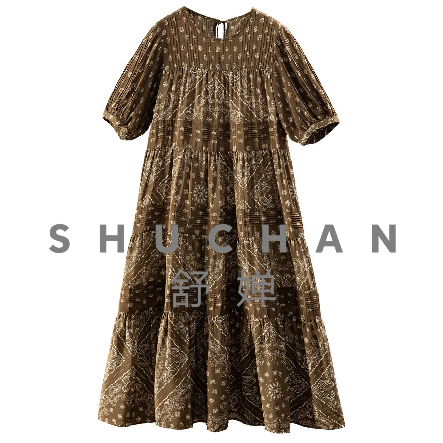 Light Luxury Cashew Flower Dress Light Luxury Silk Heavy Crepe Positioning Organ Pleated Dress Women's 48L5
