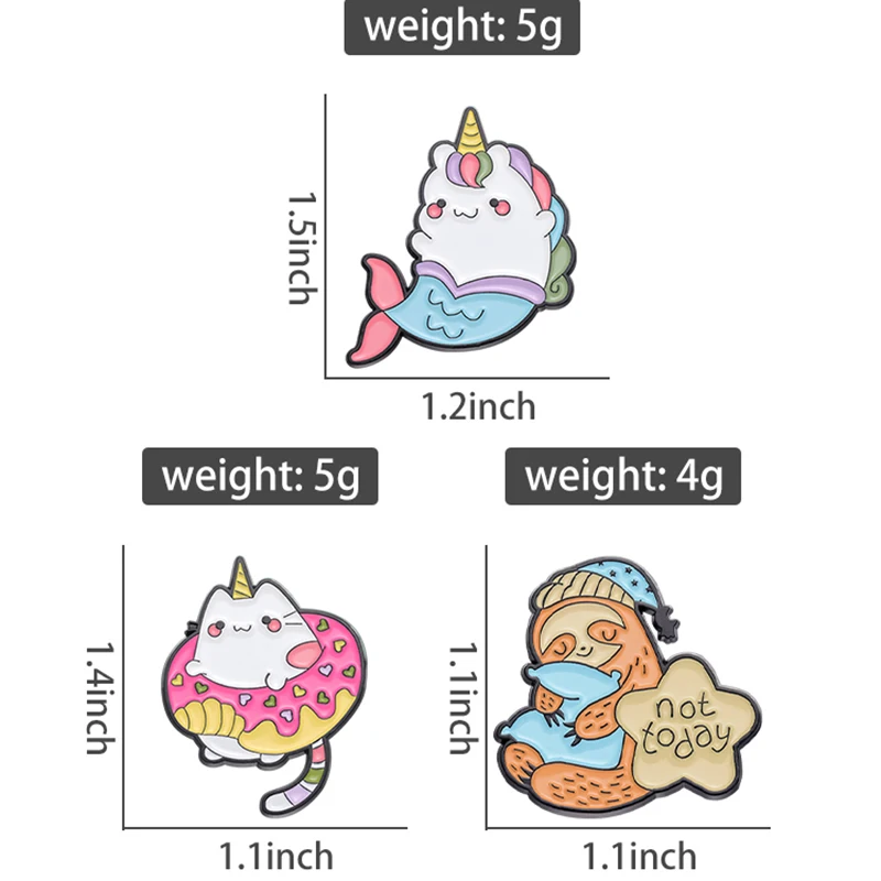 かわいい動物のエナメルピン,パーソナライズされた,マーメイド,猫,スロット,ラペルバッジ,漫画,動物のジュエリー,子供,友達へのギフト