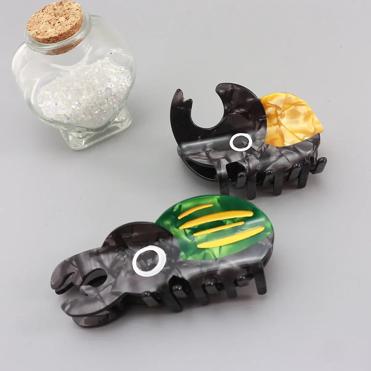 BYL Creative Insect Gripper Acetate Hair Clips Beetle Caterpillar Advanced Sensation Disc Hair Crab Clip Female Hair Accessories