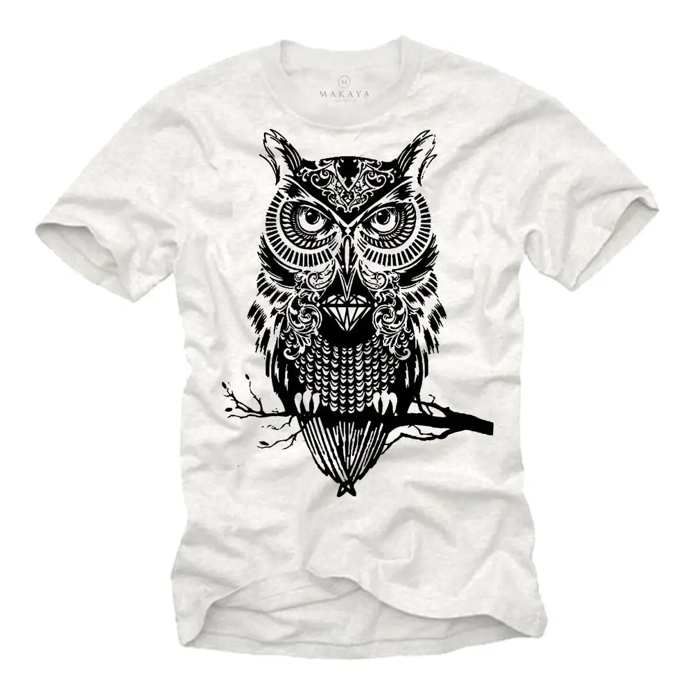 Swag Owl T Shirt For Mens White Print In Black S Xxxxxl