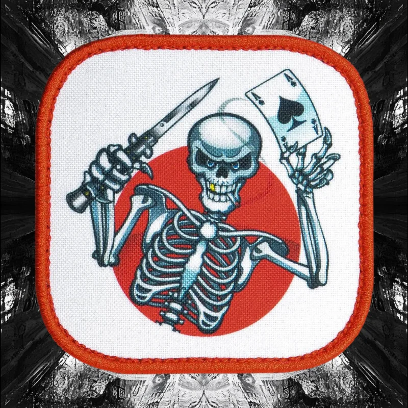 

Skeletons with Knives and Playing Cards Funny Patches Skull Tactical Morale Badge Armband Military Hook&Loop Backpack Stickers