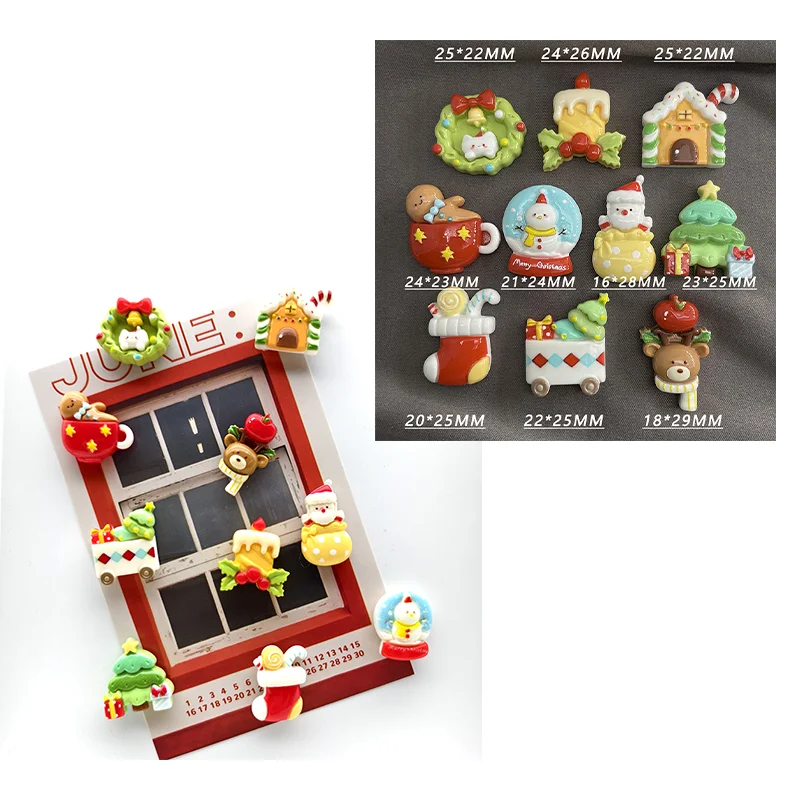 7/10Pcs Christmas Series Refrigerator Stickers Strong Magnetic Fridge Magnets for New Year Festival Holiday Home Party DIY Decor