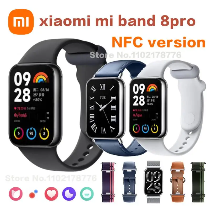 Global Xiaomi Mi Band 8 Pro Smart Bracelet 1.74 AMOLED Screen Miband GPS Blood Oxygen Fitness Traker NFC Sport Smart Band