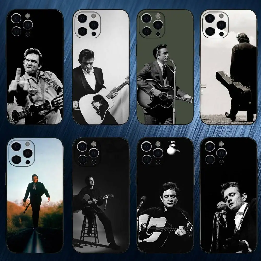 

M-Musician J-Johnny C-Cash Phone Case For iPhone 17,16,15,14,13,12,11 Plus,Pro Max, Soft Silicone Black Cover