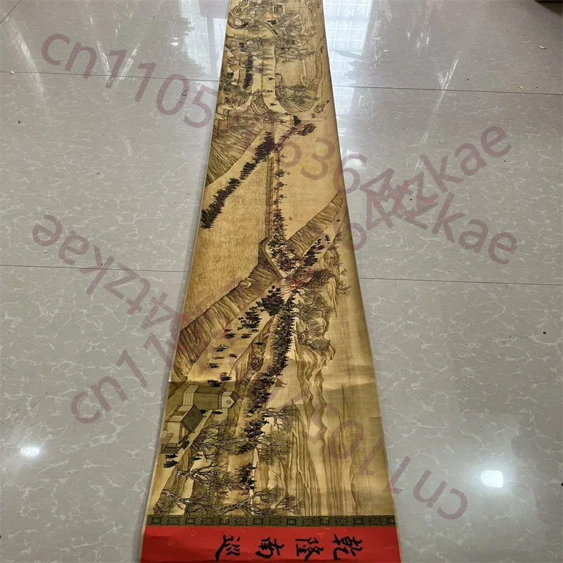 China Ancient Picture Paper,Character Story Painting,Lang Shining's Qianlong Southern Tour, Long Scroll Painting