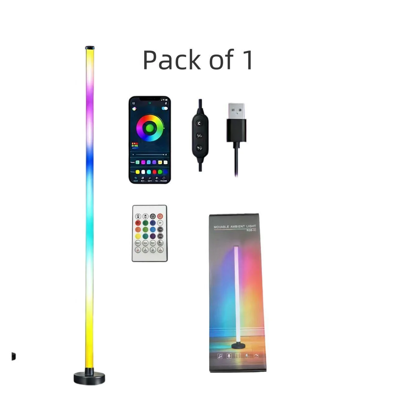 

Умный напольный LED-светильник RGB IC с синхронизацией музыки и 16 миллионами настраиваемых цветов, управляемый через приложение, современный угловой светильник