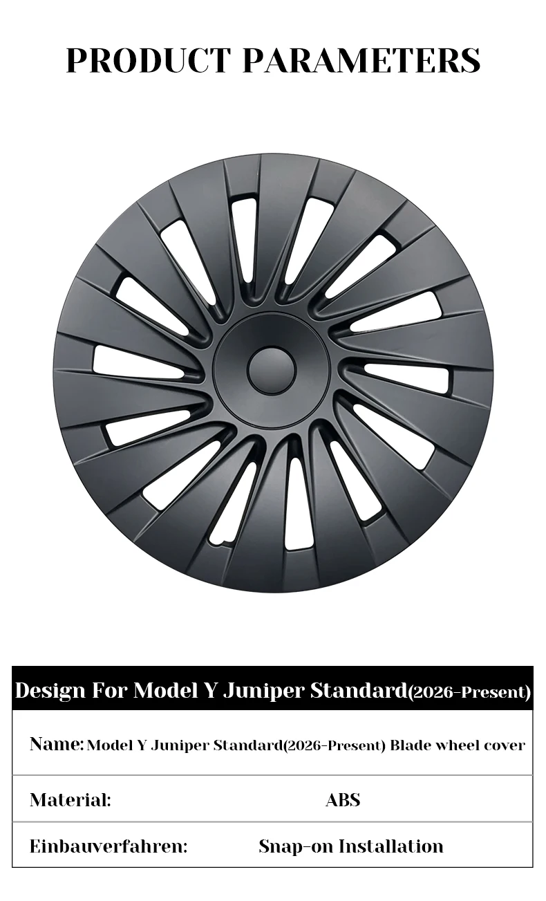 4er-Set Radkappen für Tesla Model Y 2026 Standard, 18 Zoll Blade-Style Radkappen, komplette Felgenabdeckung, Ersatz-Radkappen-Zubehör für Tesla – Detail 5