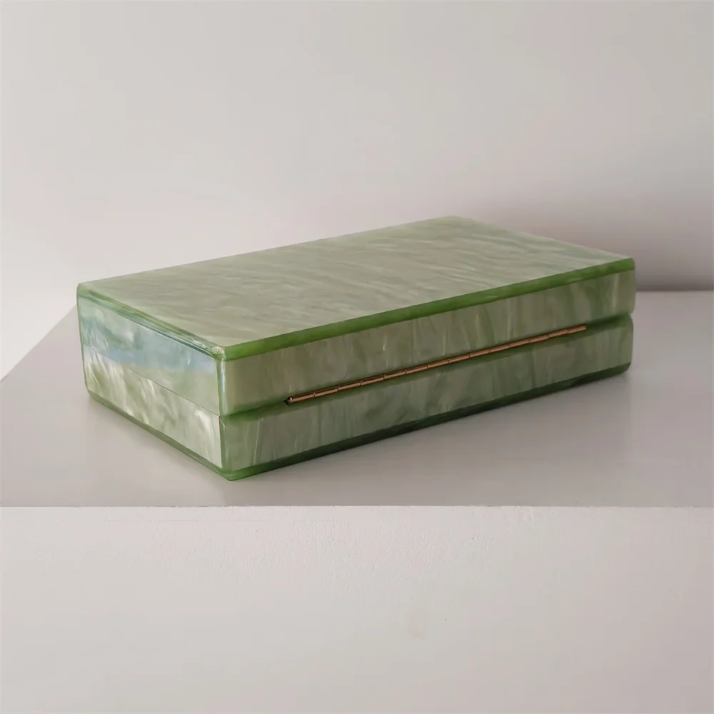 Light Green Acrylic Pearl Marble Box Clutch Luxury Women\'s Evening Wedding Party Clutches Female Handbags Small Phone Case Bags