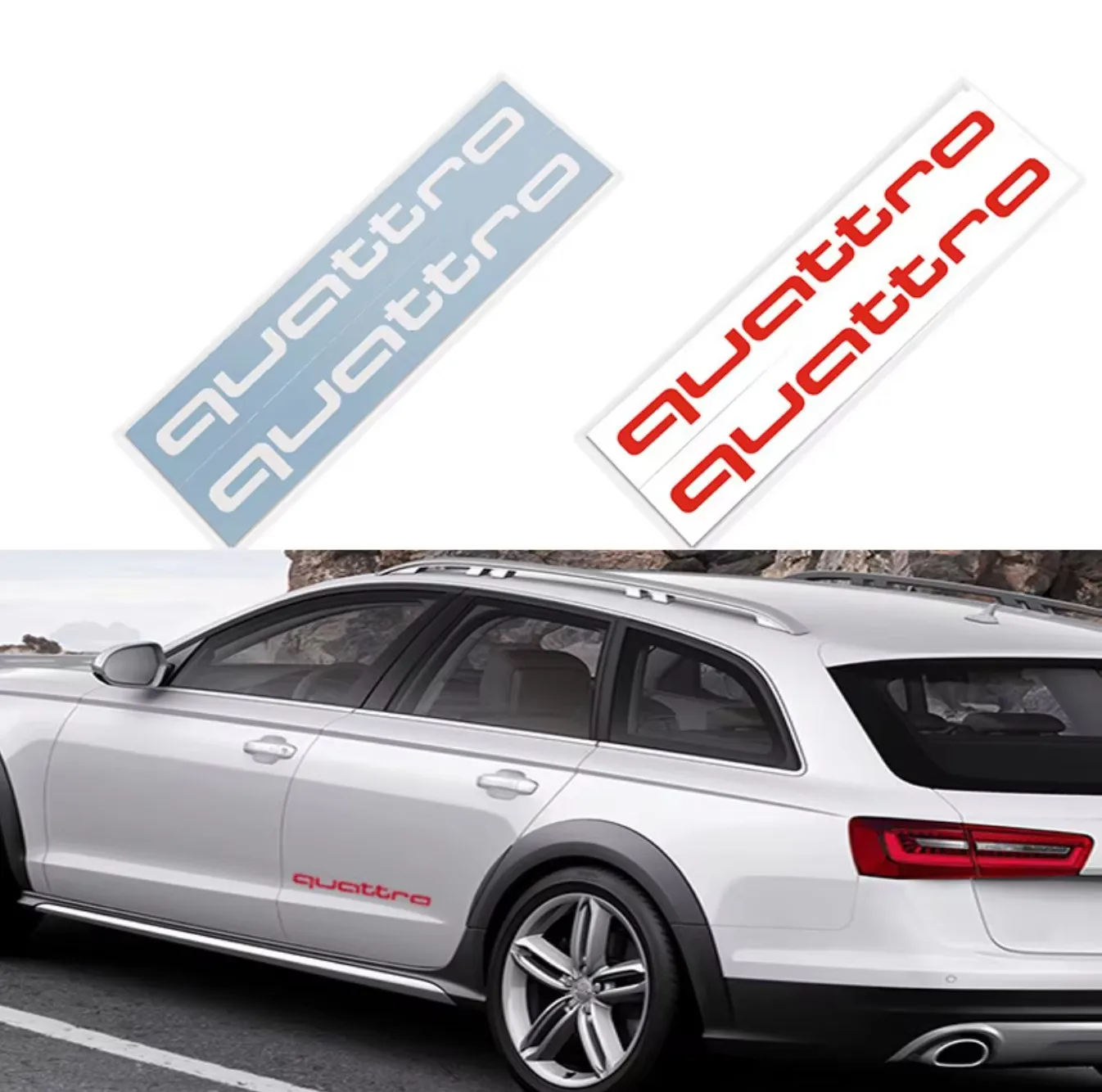 39cm 15.2inch  2PCS Reflective Car Sticker Stylish Decal for Audi Quattro Lettering Vehicle Accessories Waterproof