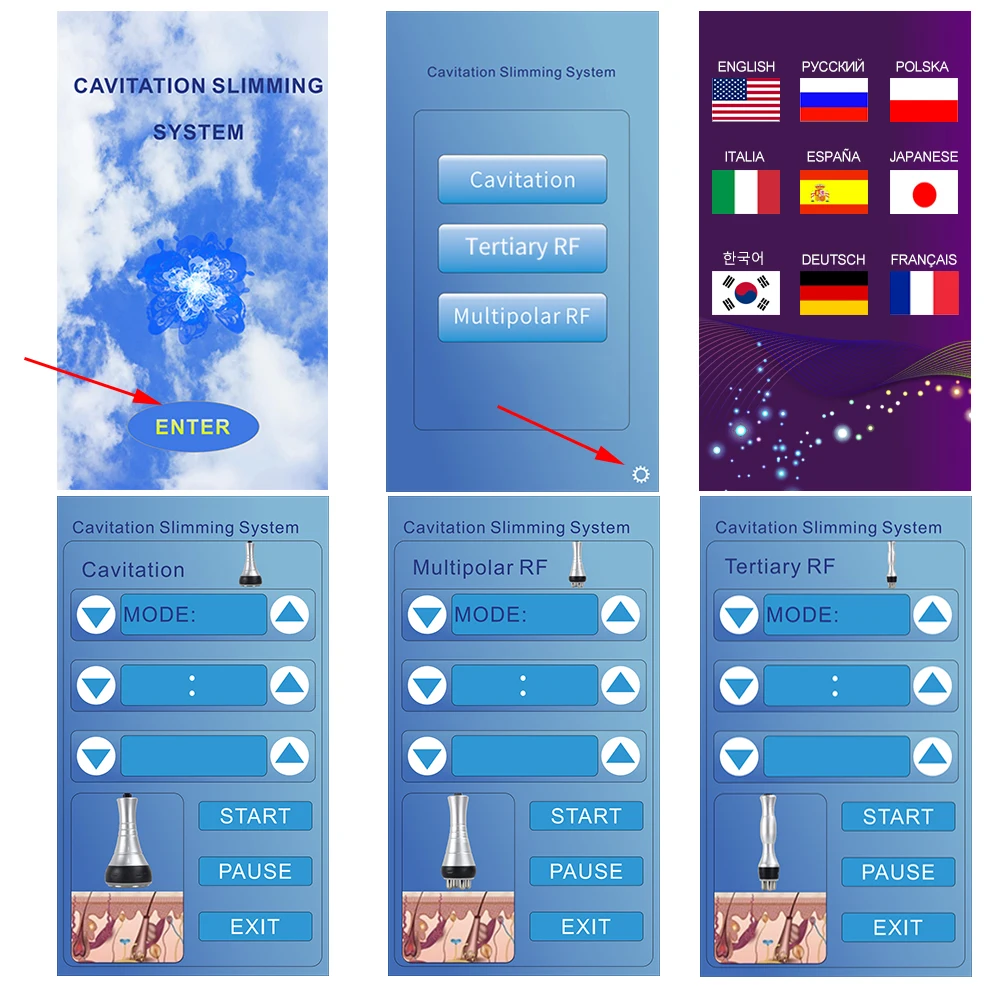 3 in 1 40K Cavitation Slimming Machine Ultrasonic Body Shaping นวด RF กระชับผิวหน้ายกอุปกรณ์ขาตั้ง