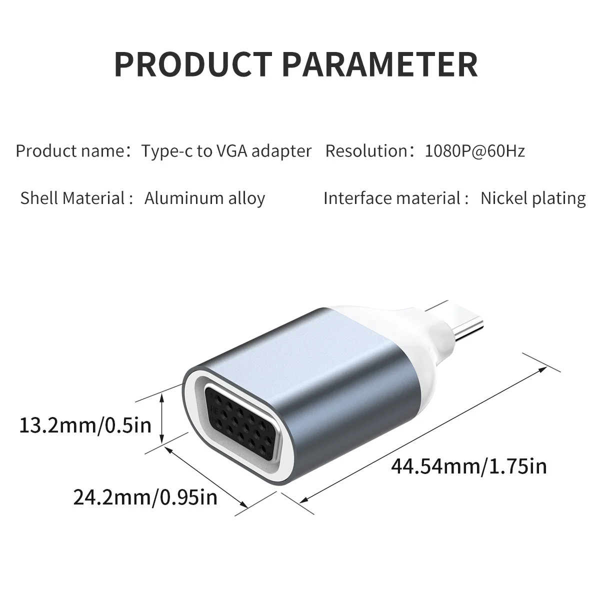 Type C to VGA Converter USB C Male to VGA Female Adapter 1080P@60Hz Thunderbolt 3/4 for Macbook Pro iPhone 15 Pro Max iPad Pro