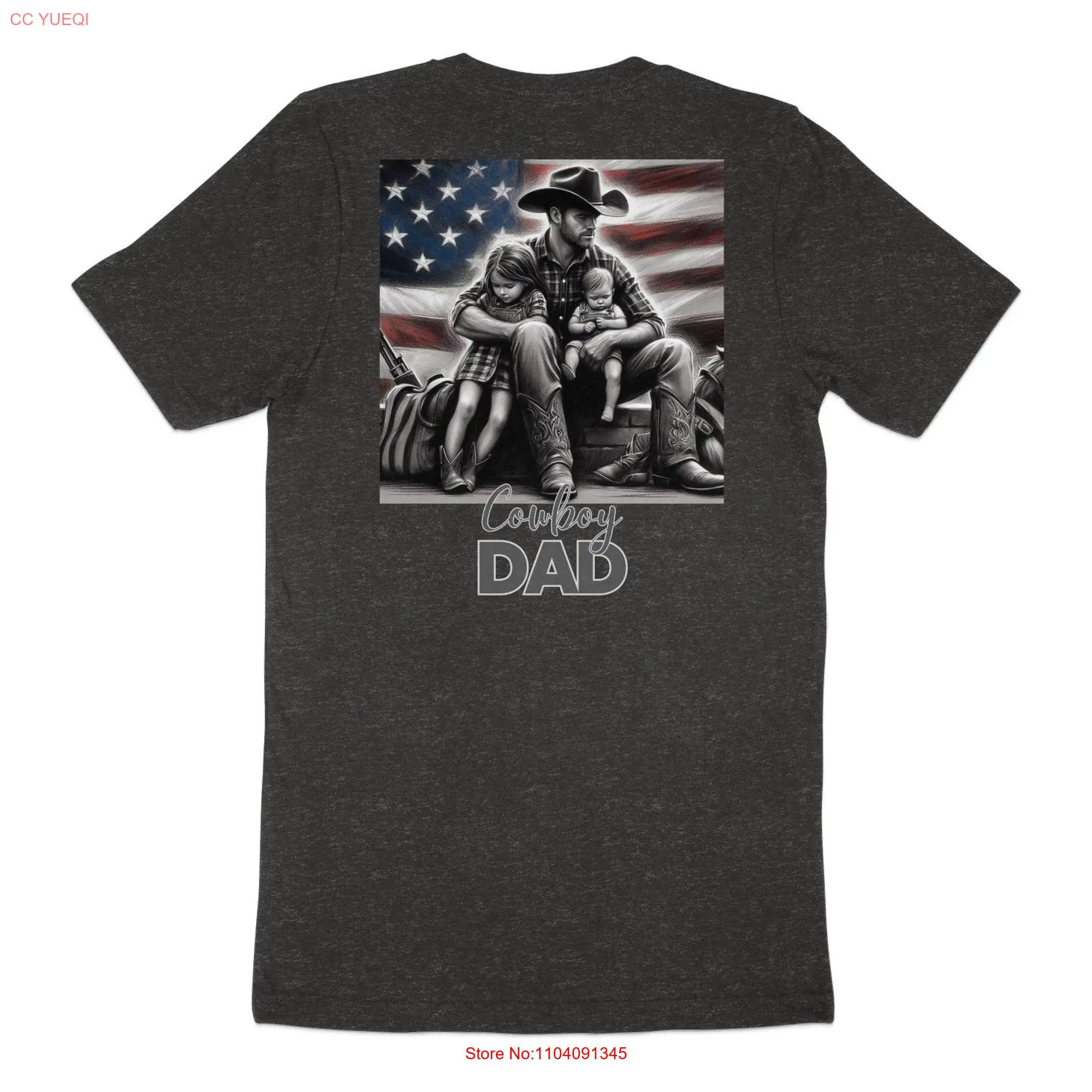 Cowboy Dad Patriotic T Shirt Father's Day American Flag Western Wear for Fathers long or short sleeves