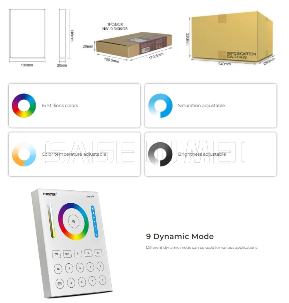 جديد 5 في 1 وحدة تحكم LED ذكية Miboxer ترقية مقاوم للماء IP67 WL5-WP/غير مقاوم للماء WL5 WiFi + 2.4G DC12 ~ 48V B8 لشرائط LED #2