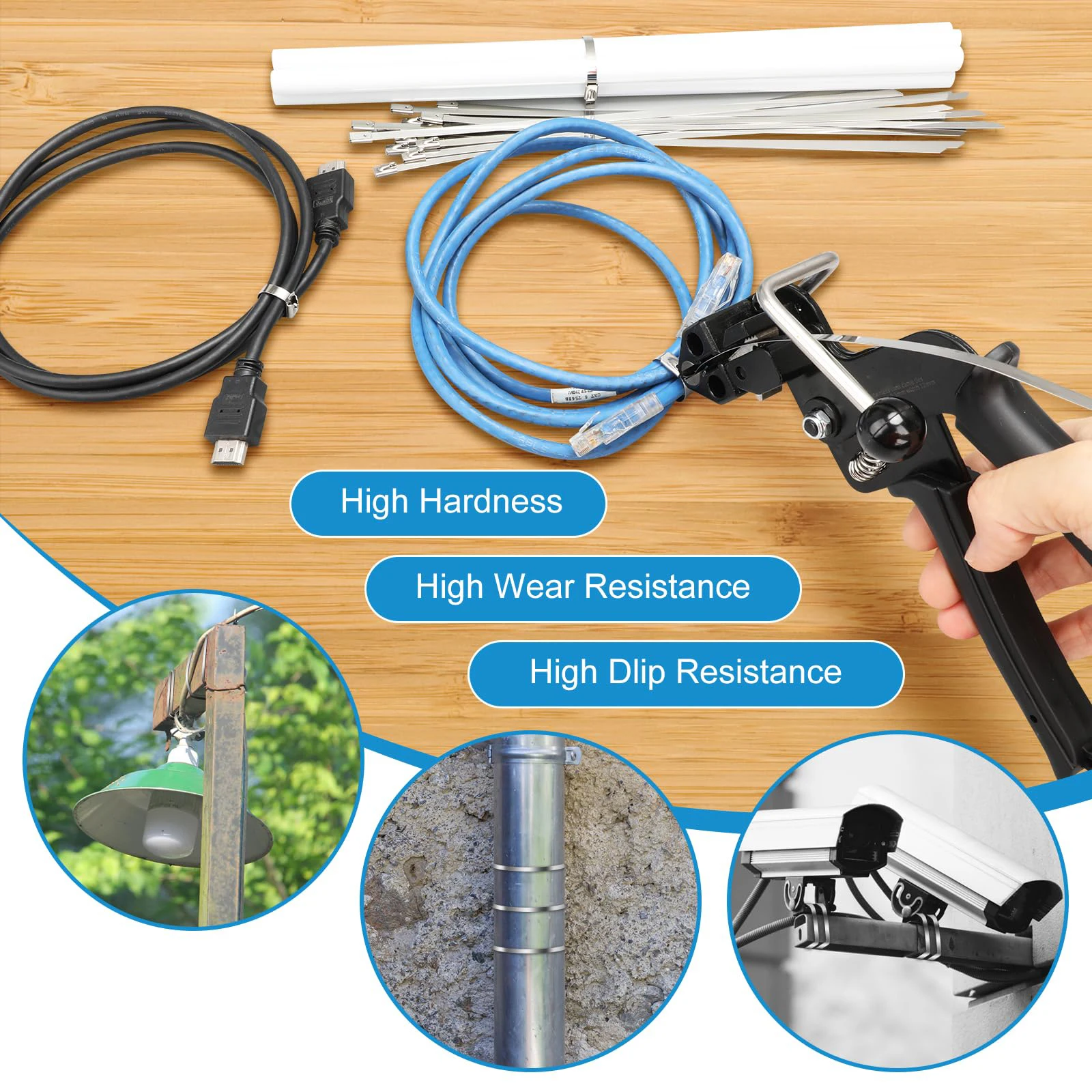 Imagem -02 - Self-locking Metal Zip Ties Cutter Zip Ties Gun Alicate de Laços Aço Inoxidável Envoltório da Mão Ferramentas de Corte de Tensão