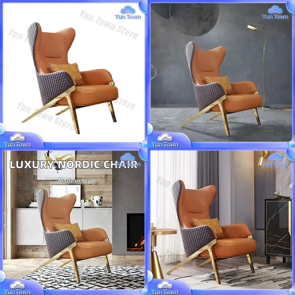 High Back PU Leather Steel Recliner for Nordic Luxury Modern Design Tufted Reclining Chair for Apartment Bedroom Living Room