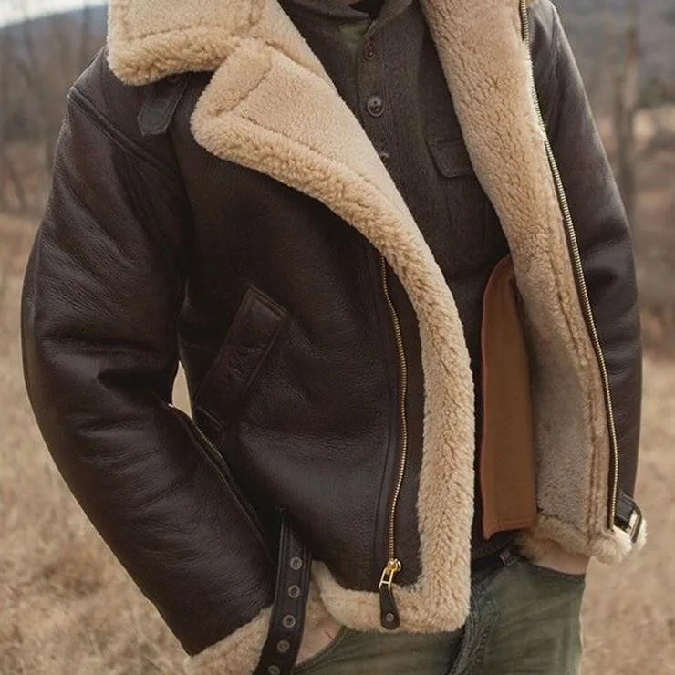 

Men's jacket 2025 winter fashion fur integrated jacket thickened faux fur men's jacket