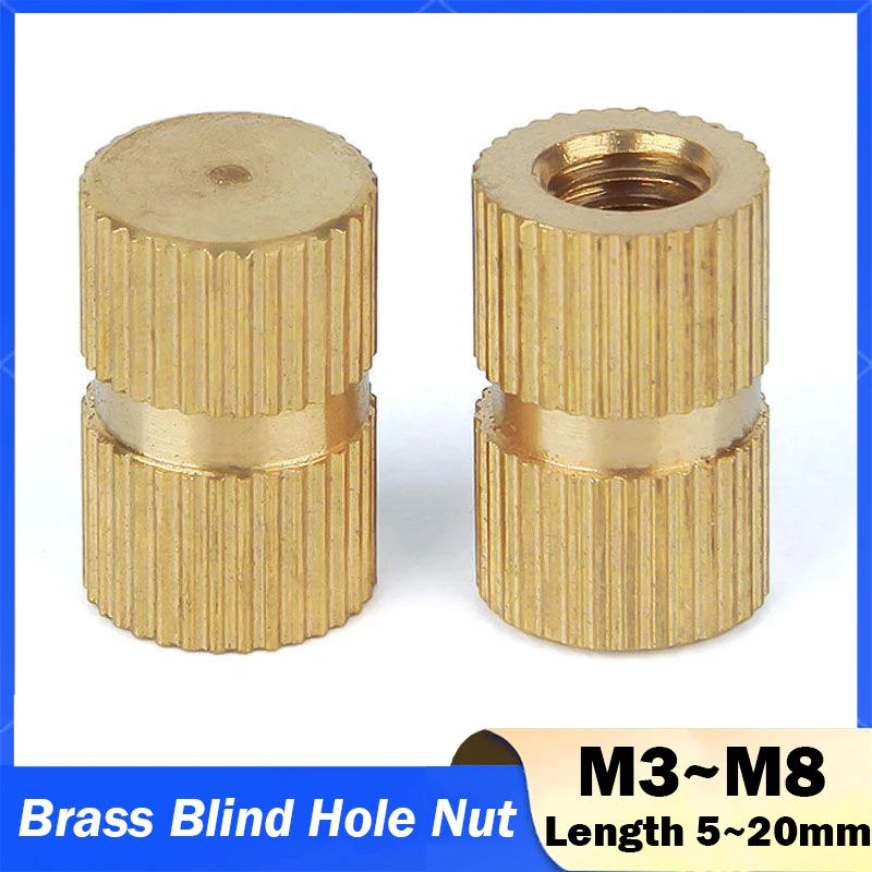 5~20PCS M2 M3 M4 M5 M6 M8 M10 Type B Solid Brass Copper Hot Melt Injection Molding Knurl Insert Nut Embedded No Pass Blind Hole